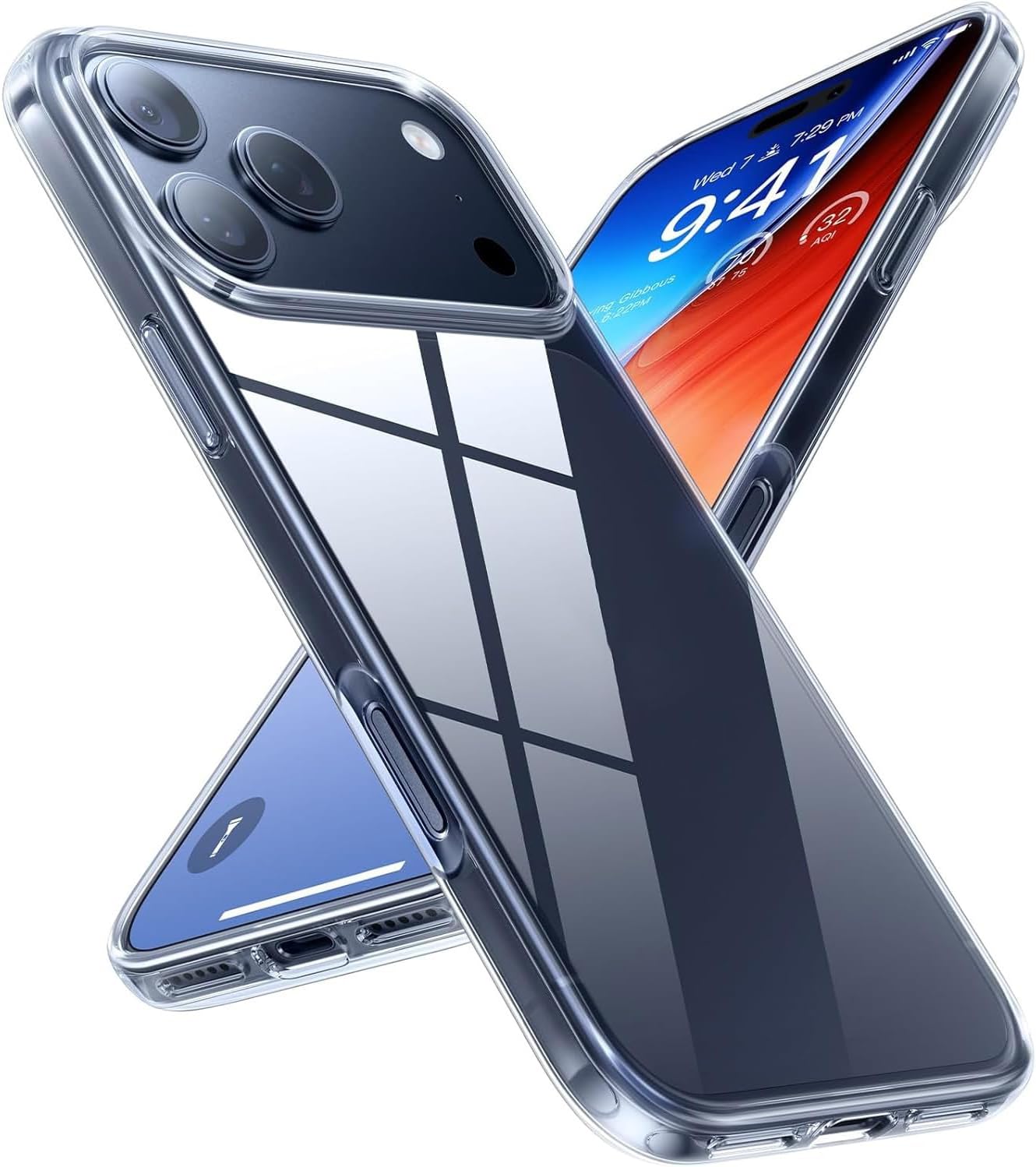 Case Compatible with Coverzone iPhone 17 Pro Crystal Clear Thin Feel Yellowing Non-Yellowing Slot and Logo Showing Keys Comfortable Access, Case Compatible with Hard Plastic Transparent iPhone 17 Pro