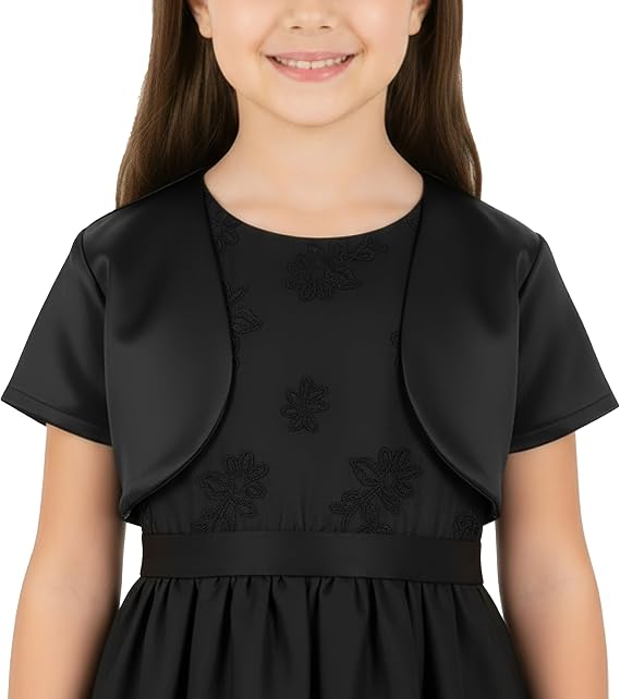 BlackButterfly Girls Short Sleeve Satin Bolero