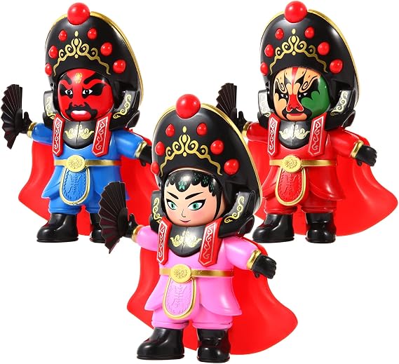 Sichuan Opera Face Changing Doll -3 Pack-Mask Shifting Puppet Decoration - Bian Lian Plastic Decorative Ornament Toys with 4 Unique Faces - Fidget Toys for Christmas Stocking Stuffer