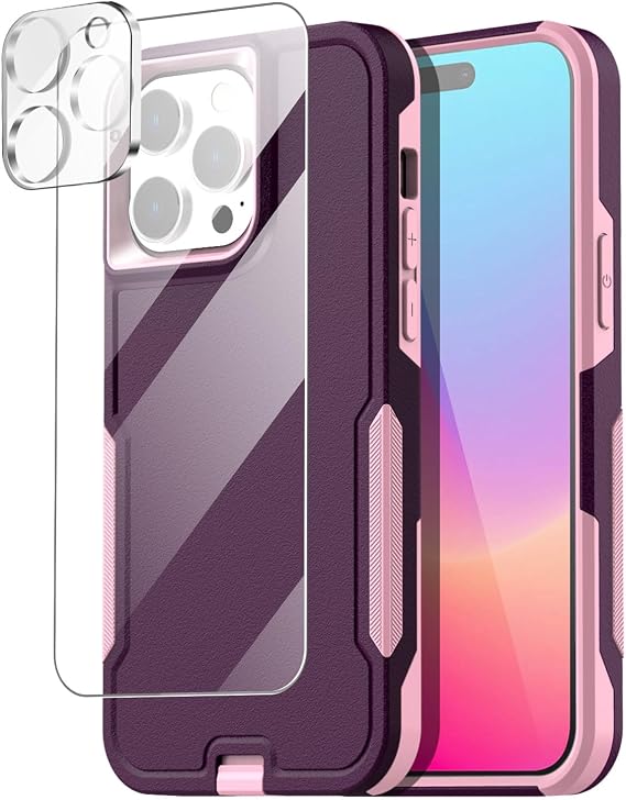AICase for iPhone 15 Pro Case with Glass Screen Protector+Camera Lens,Heavy Duty Drop Protection Full Body Rugged Shockproof Military Protective Tough Durable Cover for iPhone 15 Pro 6.1"_4