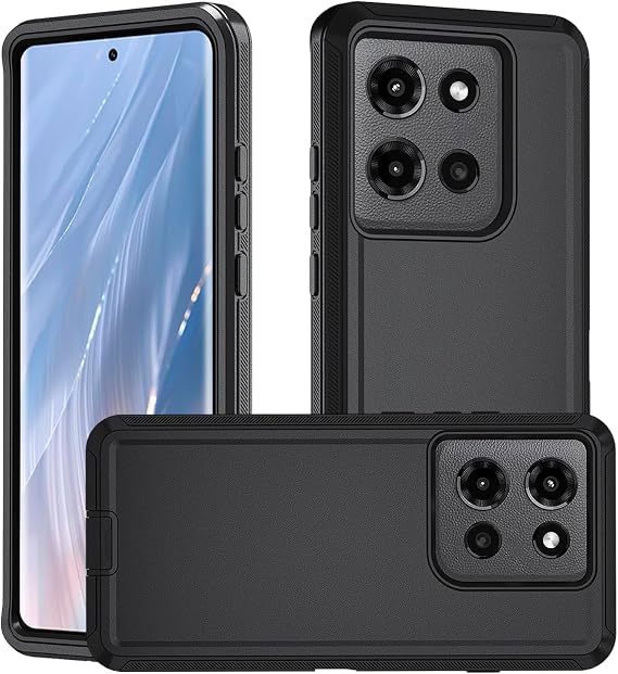 Case for Motorola Moto Edge 5G 2025, Phone Case Heavy Duty Shockproof Rugged Protective, 3 in 1 Bumper Cover (Black)