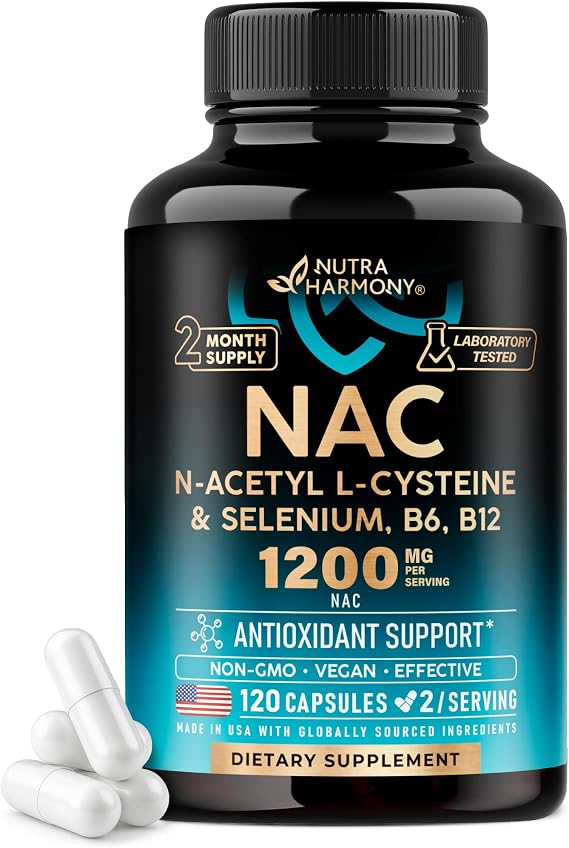 NAC Supplement with Selenium, B6 & B12 - NAC 1200 mg - Lab Tested, 120 Caps