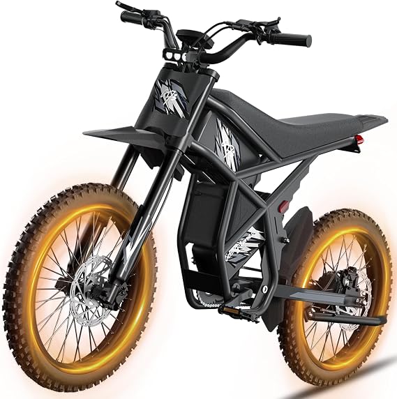 Upgraded Electric Dirt Bike for Teens 85+Miles Long Range Electric Bike for Adults 2500W Peak Motor 37MPH, 48V 36.4Ah Battery, Full Suspension, 3-Speed 25" Fat Tire Electric Motorcycle Dirt Bike