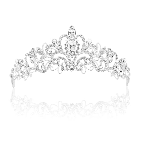 Princess Peach Crown, Fairy Godmother Rapunzel Costume Tiara for Women - Vofler Silver Coronas para 15 Anos Hair Accessories for Princess Bride Diaries Party Quinceanera Prom Wedding Birthday Girls