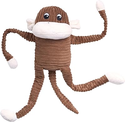 ZippyPaws Crinkle Monkey - Interactive Dog Toys to Keep Them Busy, Squeaky Plush Pet Toy for All Breeds, for Medium, Large, Extra Large Dogs, Contains 1 Blaster Squeaker - Extra Large, Brown