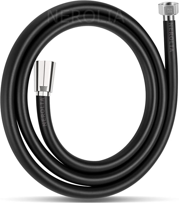 NEROLIA 150cm Siyah PVC Banyo Duş Hortumu/Ultra Dayanıklı Banyo Spirali