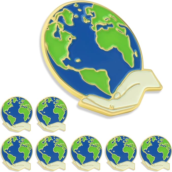 Earth Pin 6/12/100Pcs Bulk -Metal Hat Men Women Earth Day Gifts Mini Beautiful Watercolor Planet Cute Style Badge Brooch For Green Campaigners