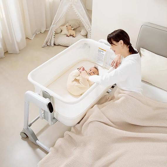 Maydolly Baby Bassinet, Rocking Bassinet for Baby Electric Bassinet Baby Crib, Automatic Cry Detection and Response, 7 Height Adjustable with Mattress for Newborns and Toddlers