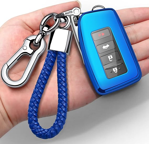 Compatible with Lexus Key Fob Cover with Keychain Soft TPU 360 Degree Protection Key Shell Case for RX ES GS LS NX RS GX LX RC LC Smart Key-Blue