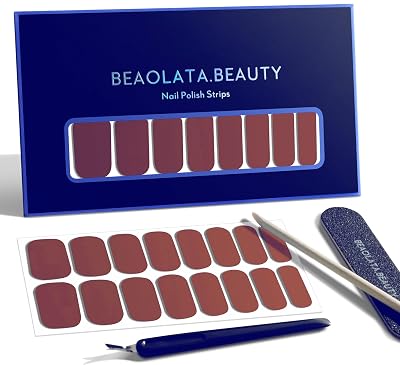 Nail Polish Strips, 32PCS Salon Quality Wraps, Long Lasting Gel Nail Stickers for Women Easy Apply& Remove Vinery Red