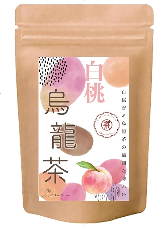 White Peach Oolong Tea, Powdery Instant, Oolong Tea, Sugar Free, Delicious Peach, Healing Tea Time with Aromatic Peach Scent Easy: Quickly Dissolve in Hot or Hot Water Commercial Use, 3.5 oz 100 g