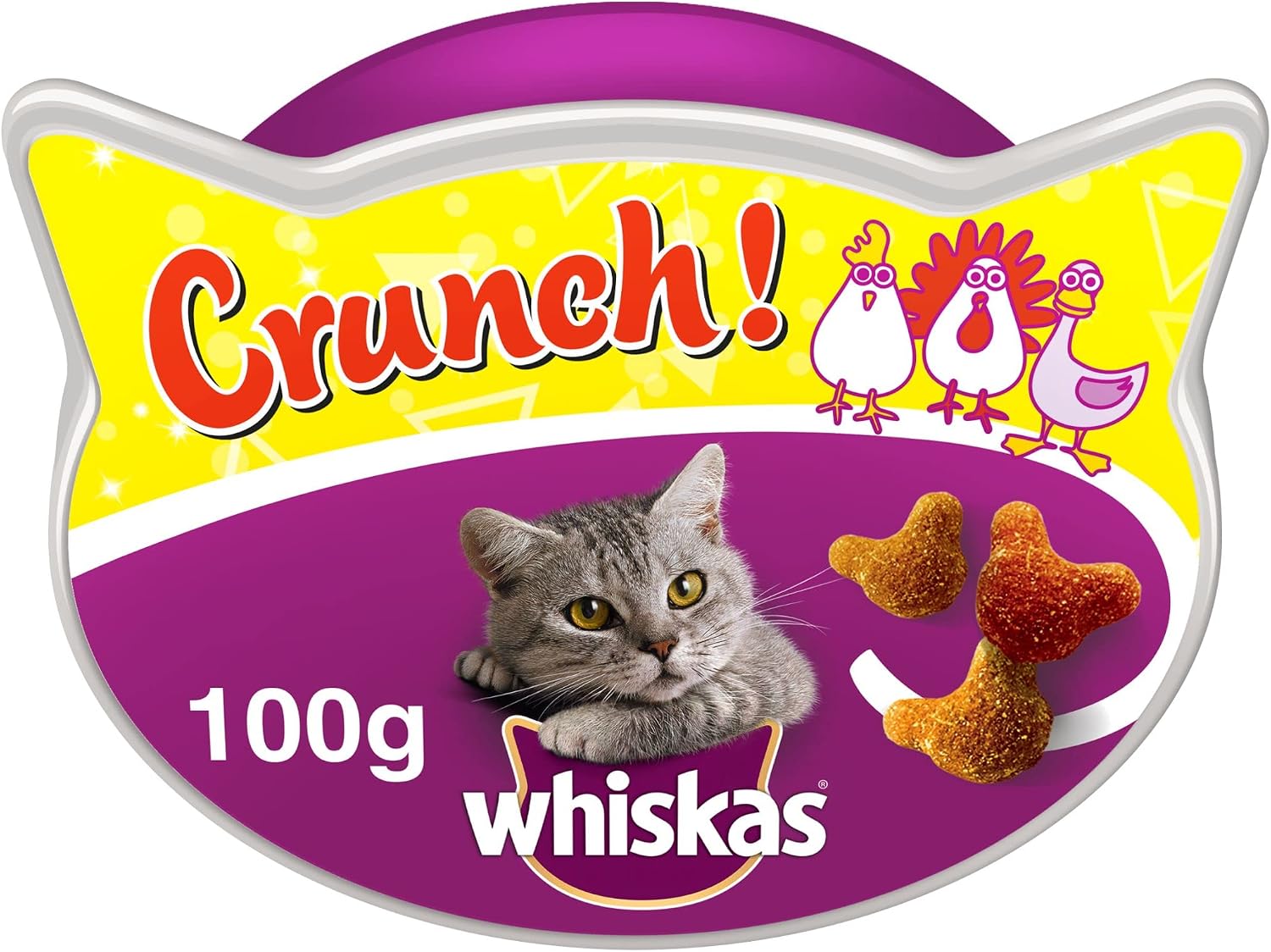 Whiskas Crunch 10 Packets, Cat Treats for Adult Cats with a Mix of Delicious Chicken, Turkey and Duck, Pack of 10 10 x 100 g