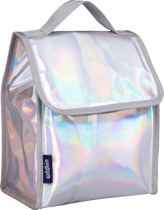Wildkin Kids Insulated Lunch Bag Keeps Food Hot or Cold, Easy-Clean Lining and BPA-free for Boys & Girls, Ideal for School, Travel & Daycare - Holographic