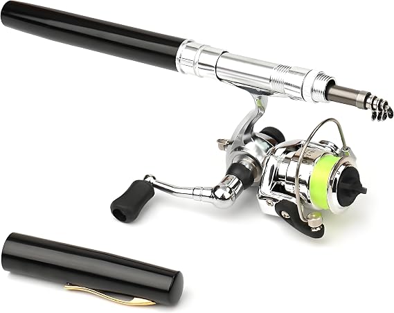 Telescopic Fishing Rod Reel Combo Lightweight Fishing Rod Spin Reel System for Freshwater Saltwater Mini Pen Fishing Pole Kit
