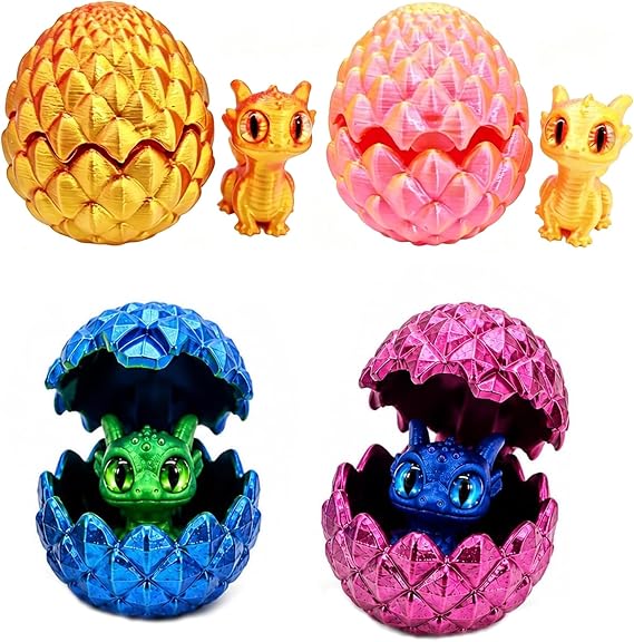4‑Pack 3D‑Printed Dragon Egg Ornament Set,Unique Gift for Collectors