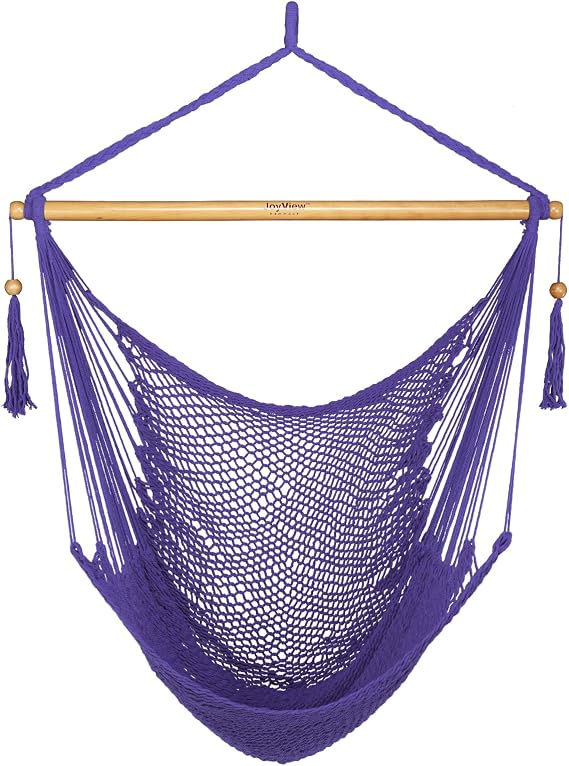 JoyView Hanging Hammock Chair, Caribbean Rope Swing Chair Wood Spreader Bar