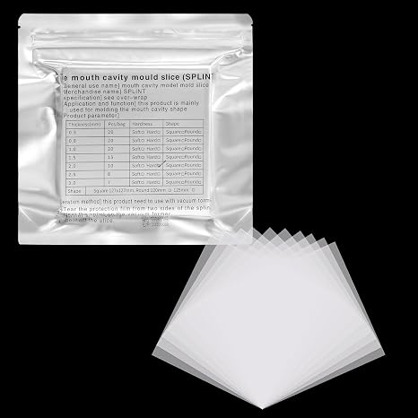 Dental Splint Material 10 Pieces, 2.0 MM Hard Bubble-Resistant Thermoforming Dental Sheet, Square Vacuum Forming Plastic Sheets for Vacuum Forming Machine 5 x 5 Inch