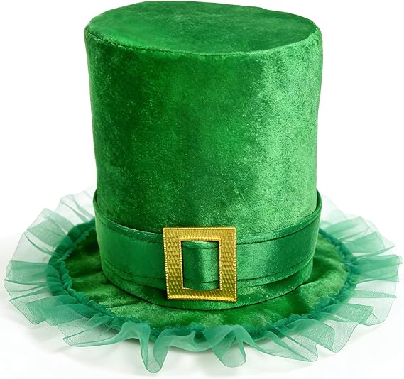 St Patricks Day Leprechaun Hat Irish Plush Green Top Hat for Men Women St. Patricks Day Party Favors Party Supplies