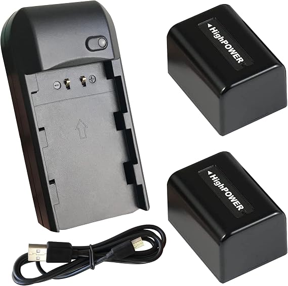 NP-FV5 Battery Charger and 2 NP-FV5 Plus Battery 3.7V 1800mAh | NP-FV5 Plus Battery Charger, 2-Pack NP-FV5 Plus Rechargeable Batteries, USB-C Charging Cable