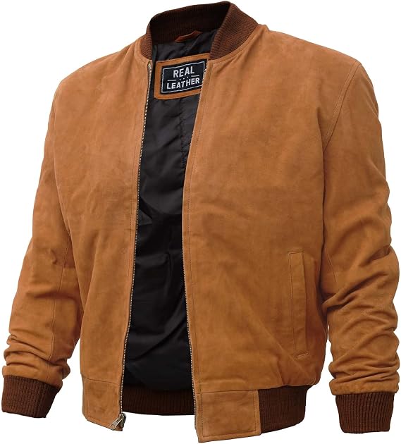 Decrum Suede Leather Bomber Jacket for Men