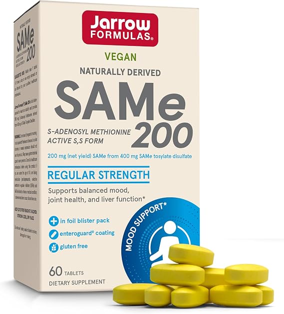 Jarrow Same Supplement 200 mg, Regular Strength, 60 Tablets