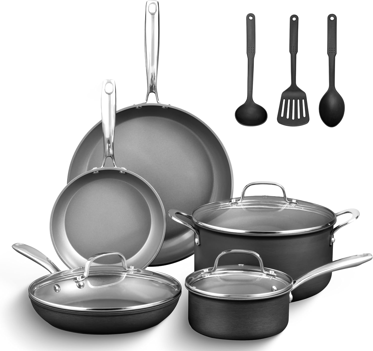 Granitestone 13 Pc Ceramic Pots and Pans Set Non Stick Cookware Set, Kitchen Cookware Sets, Pot and Pan Set, Hard Anodized Ceramic Cookware Set, Nonstick Cookware Set, Dishwasher Safe..
