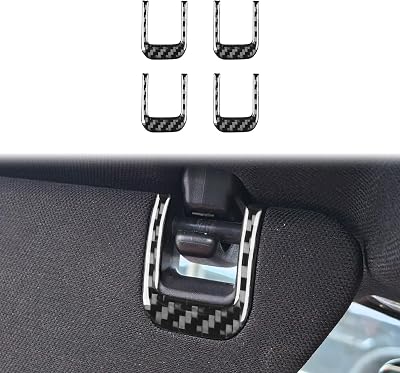 4pcs Main Driver and Passenger Interior Sun Visors Carbon Fiber Cosmetic Mirror Panel Sticker Trim Compatible with Chevy Corvette C8 2020-2024 Car Interior Decoration Accessories