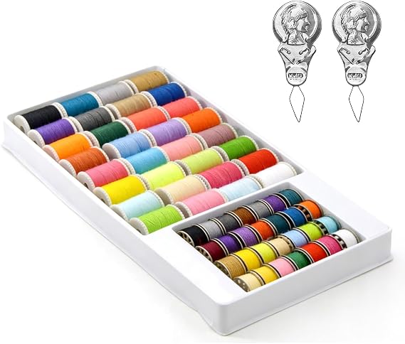 60 Color Sewing Thread Set, Polyester Thread Kit, Multi-Color Bobbins for Sewing Machine, DIY Embroidery Thread for Hand & Machine Stitching, Gifts for Women Mom