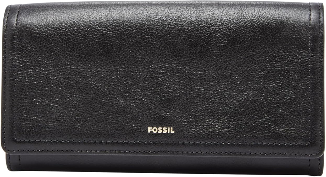 Fossil Women's Logan Leather Wallet RFID Blocking Flap Clutch Organizer
