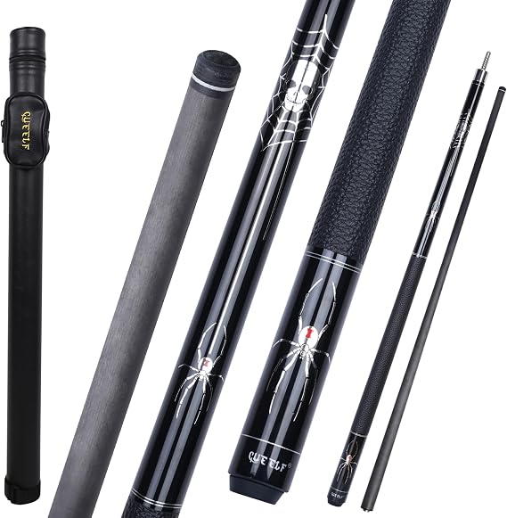 CUEELF Carbon Fiber Pool Cue Stick Leather Wrap Professional Low Deflection Billiard Cue Stick 12.5mm Carbon Fiber Technology Pool Cue