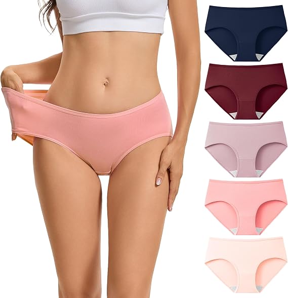 INNERSY Women's Cotton Underwear Hipster Breathable Panties 5-Pack