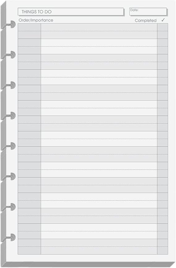 Levenger Circa Daily to Do List Discbound Paper Refill with Checkboxes, Disc Notebook Inserts, White, 100 Sheets, Junior