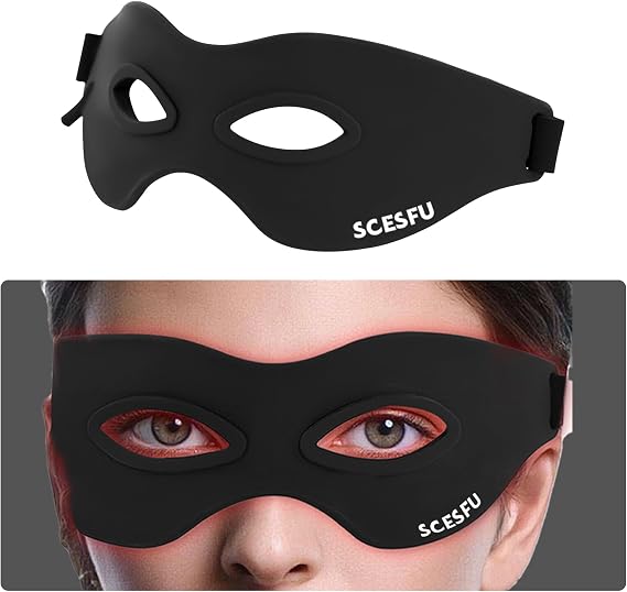 Red Light Therapy Eye Mask, 36 LED Dual Chip Clinical Grade with 660nm & 850nm Near-Infrared Light, Rechargeable Eye Cover for Face Skin Health, Sleep Support & Recovery, Home Use