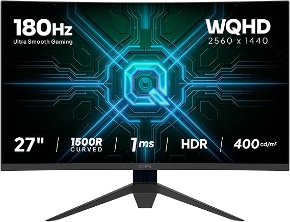 Odys Q27 PRO-X 27 Inch WQHD Curved Gaming Monitor 180 Hz