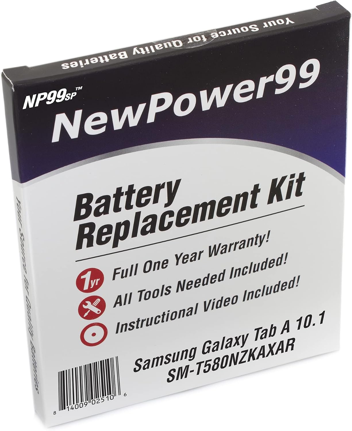 Battery Replacement Kit Compatible with Samsung Galaxy Tab A 10.1 SM-T580NZKAXAR with Video Instructions, Installation Tools, and Extended Life Battery