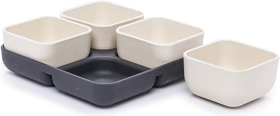 Bamboozle Five Piece Bamboo Multi Server, dark grey