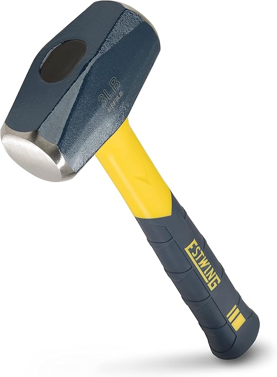ESTWING Sure Strike Drilling/Crack Hammer - 3-Pound USA Made Sledge with Fiberglass Handle & No-Slip Cushion Grip - MRF3LB | Forged Steel Head, The Right Size For The Job, Versatility On The Job, Non-Slip Fiberglass Handle,