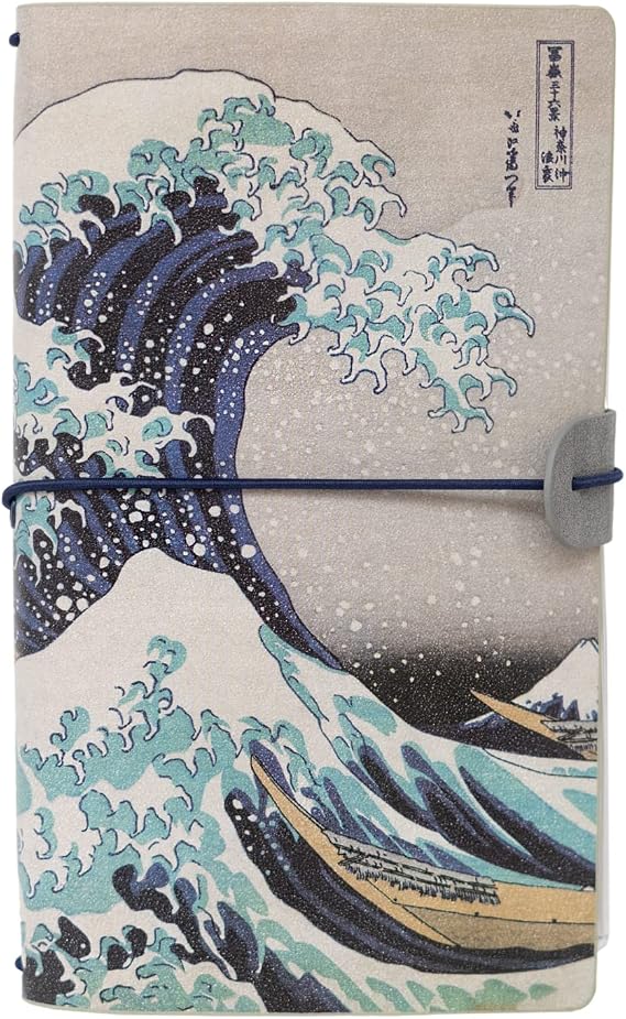 Kokonote Travelers Notebook Japanese Hokusai| Travel Pocket Notebook | Travel Journal For Women | Gifts For Travelers | Cute Small Notebook | 7.3 x 4 Inches | 80 Sheets PU Leather Journal