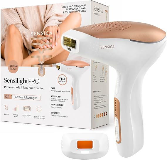 Sensica Sensilight PRO IPL Hair Removal Device – Powerful Cordless At-Home Hair Remover for Women & Men, 6 Energy Levels, 2 Treatment Windows, Patented RPL™ Advanced Technology, Full Body & Face