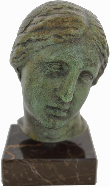 Nike Victory Head Bust Ancient Greek Bronze Reproduction Sculpture on Marble