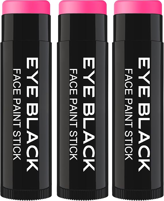 CCbeauty 3 Packs Pink Eye Black Stick for Multi Sports, Anti-Glare Eye Black for Baseball Football Softball Lacrosse, Water-Proof Eye Black Grease Paint for Athletes & Fans