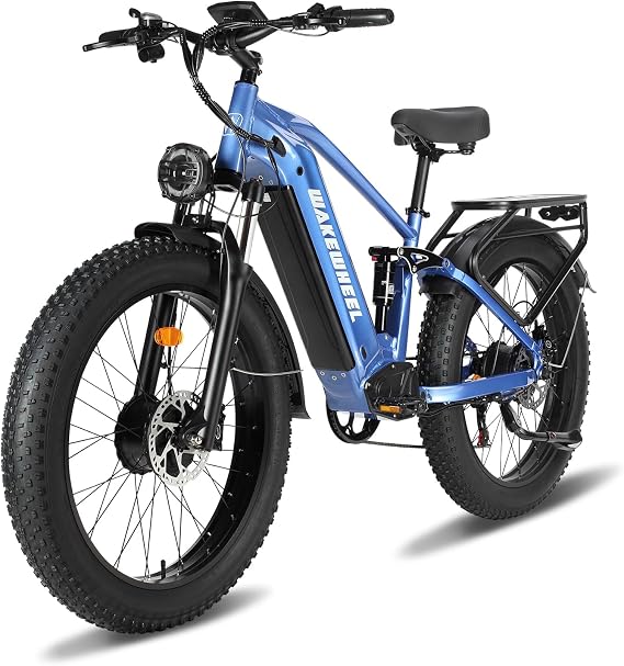 8000W Peak Dual Motor Electric Bike for Adults, 60V 32Ah 45MiIePH 110 Mile Range, 26"/24" Fat Tire Full Suspension Hydraulic Brakes, Off-Road Dirt E-Bike