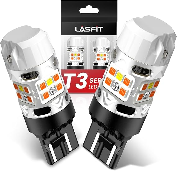LASFIT Switchback LED Bulb for Toyota Tacoma 4TH Gen 2024-2025 T3 7443 7444na Front Turn Signal Parking Light Built in Resistor 100% Error Free White Amber (2pcs)