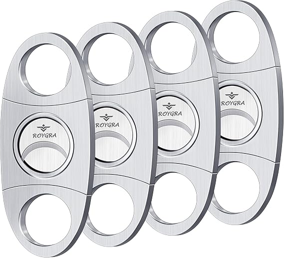 roygra Stainless Steel Cigar Cutter (4 Pack), Heavy Duty Classic Guillotine