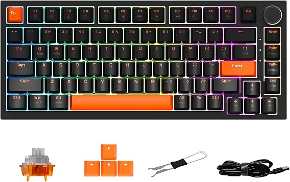 KYSONA HE82 Mechanical Gaming Keyboard Wired with Multi-Function Knob, Hall Effect Magnetic Switches, Adjustable Actuation, Hyper Trigger, 8KHz Polling Rate Custom Driver for PC/Mac/Laptop