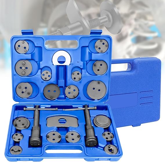 Brake Caliper Rewind Tool Kit, 22pcs Brake Caliper Piston Rewind Tool Kit Set for Almost Cars Truck, Universal Disc Brake Piston Reset Set Caliper Wind Back Tool Kit for All Drive Vehicles