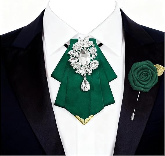 Bow Ties for Men Women Rhinestone Bowtie Solid Mens Bow Tie with Brooch for Suit Tuxedo Wedding Party