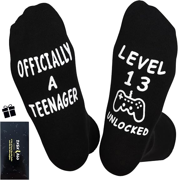 ZXGXLAW Birthday Gifts for 13th Boys Girls Son Daughter Him Kids,13 Year Old Teenage Gamer Christmas Crew Funny Gaming Socks