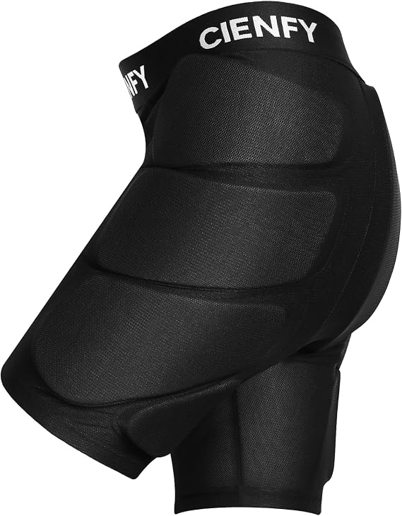 Cienfy Protective Padded Shorts EVA Tailbone Pad for Snowboarding, Skating and Skiing, 3D Hip Protection Impact Gear for Hip, Butt and Tailbone