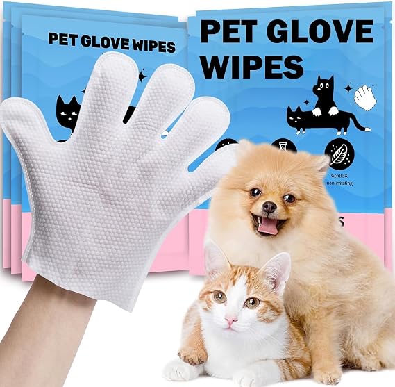 Pet Bath Wipes for Dogs and Cats - 10 Pcs Dog Cat Grooming Gloves Wipes - Gentle Cleaning Fur, Face, Ear, Eye, Paws and Butt - Thick Puppy Wipes (2pcs/1pack)